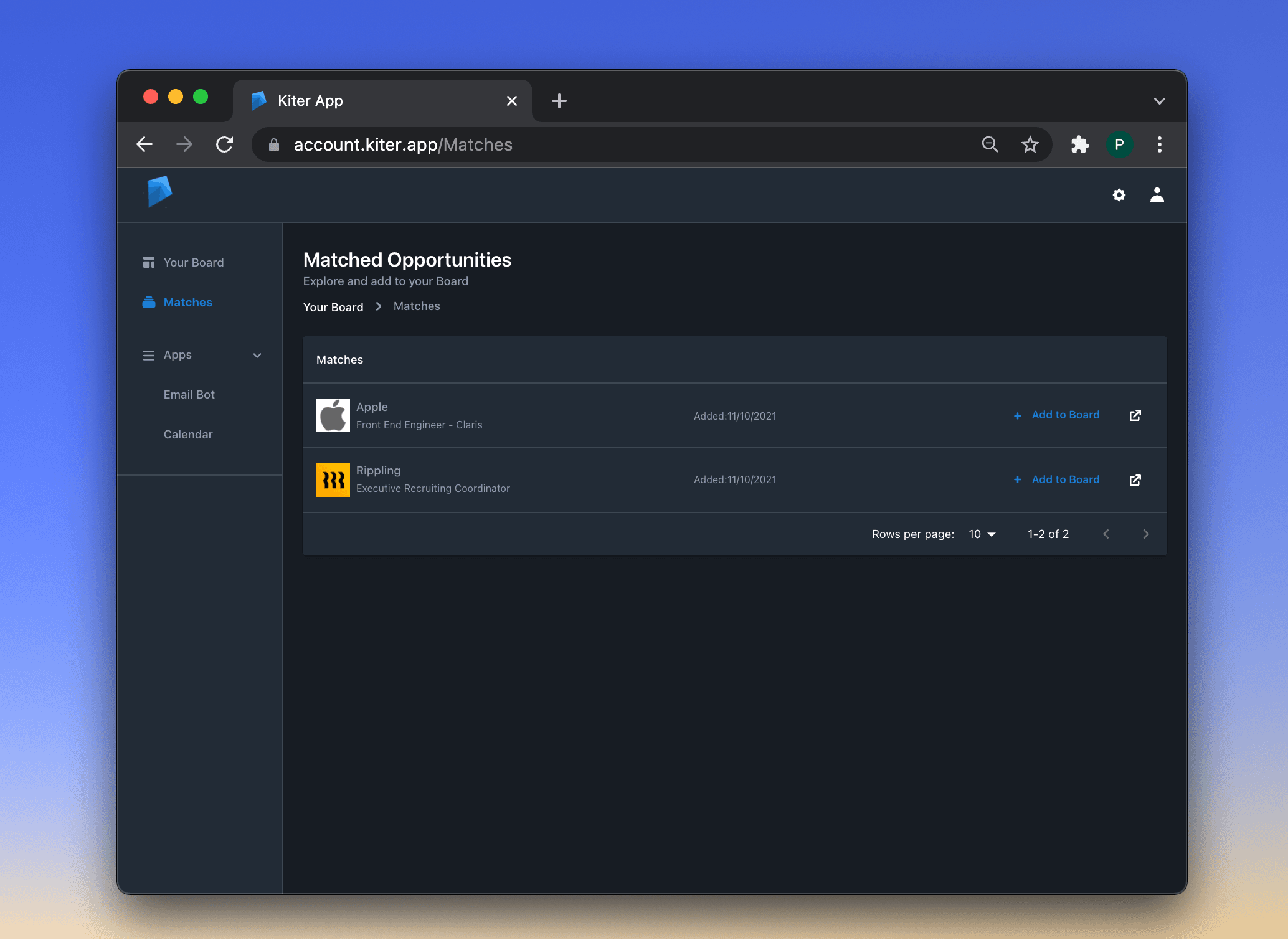 Customer profile user interface