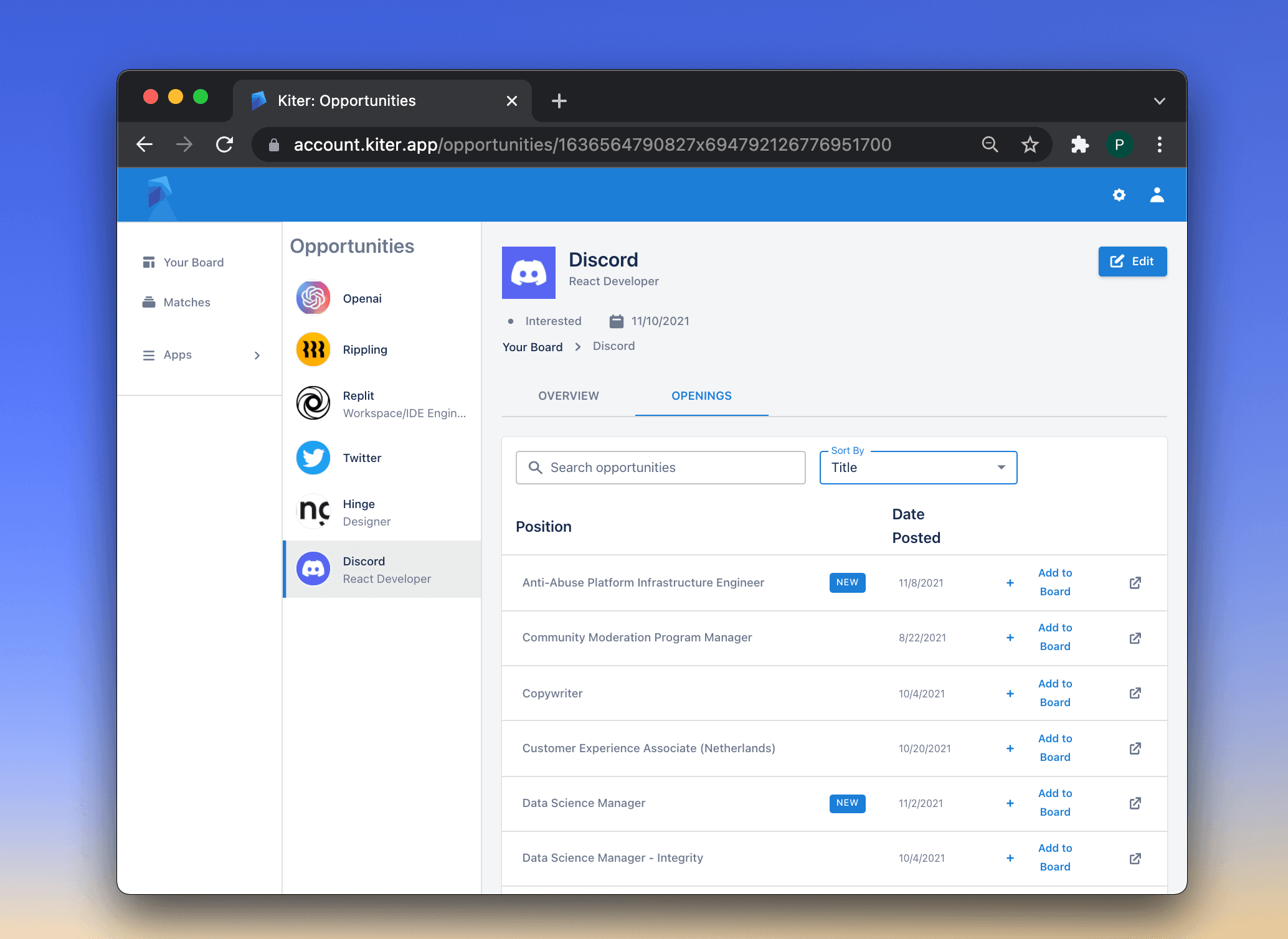 Inbox user interface